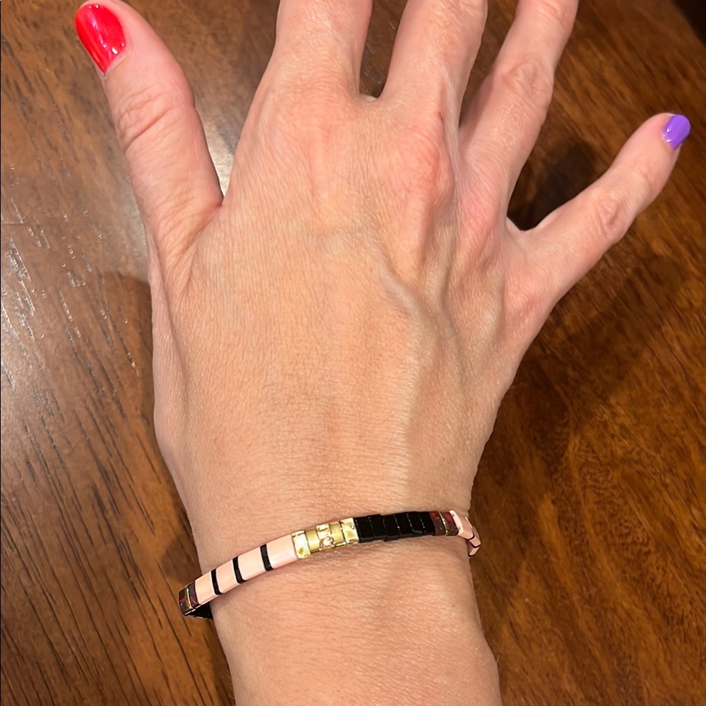 Elegant Black, Pink and Gold Bracelet